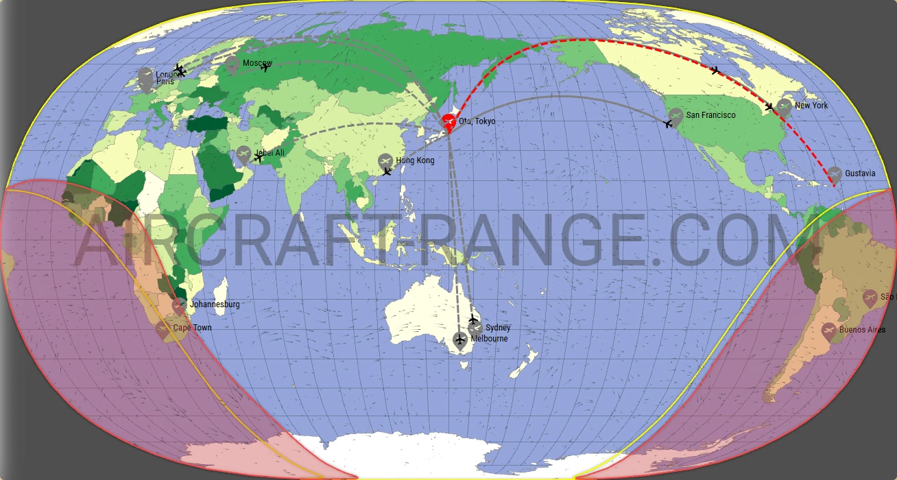 Gulfstream G700 broker route map from Tokyo Haneda International Airport (RJTT)