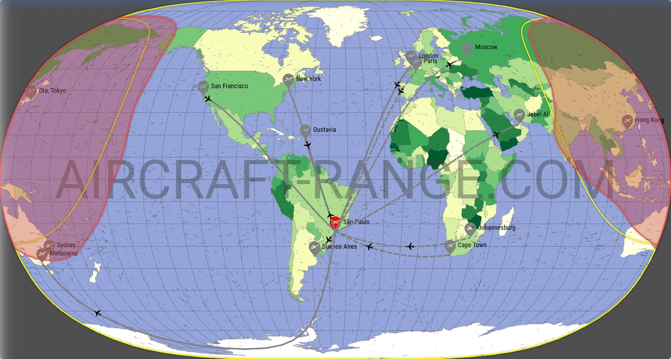 Gulfstream G700 broker route map from Guarulhos - Governador André Franco Montoro International Airport (SBGR)