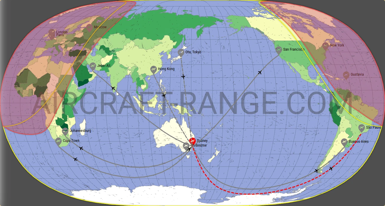Gulfstream G700 broker route map from Sydney Kingsford Smith International Airport (YSSY)