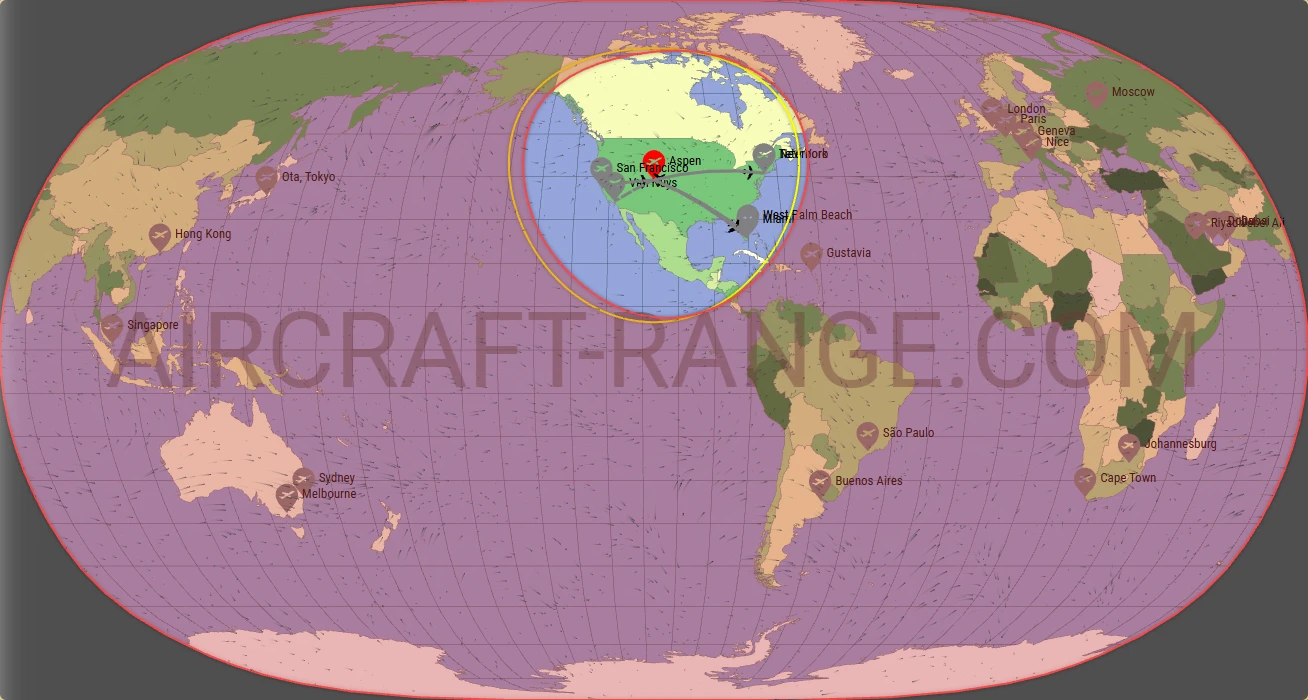 Phenom 300 broker route map from Aspen-Pitkin Co/Sardy Field (KASE)