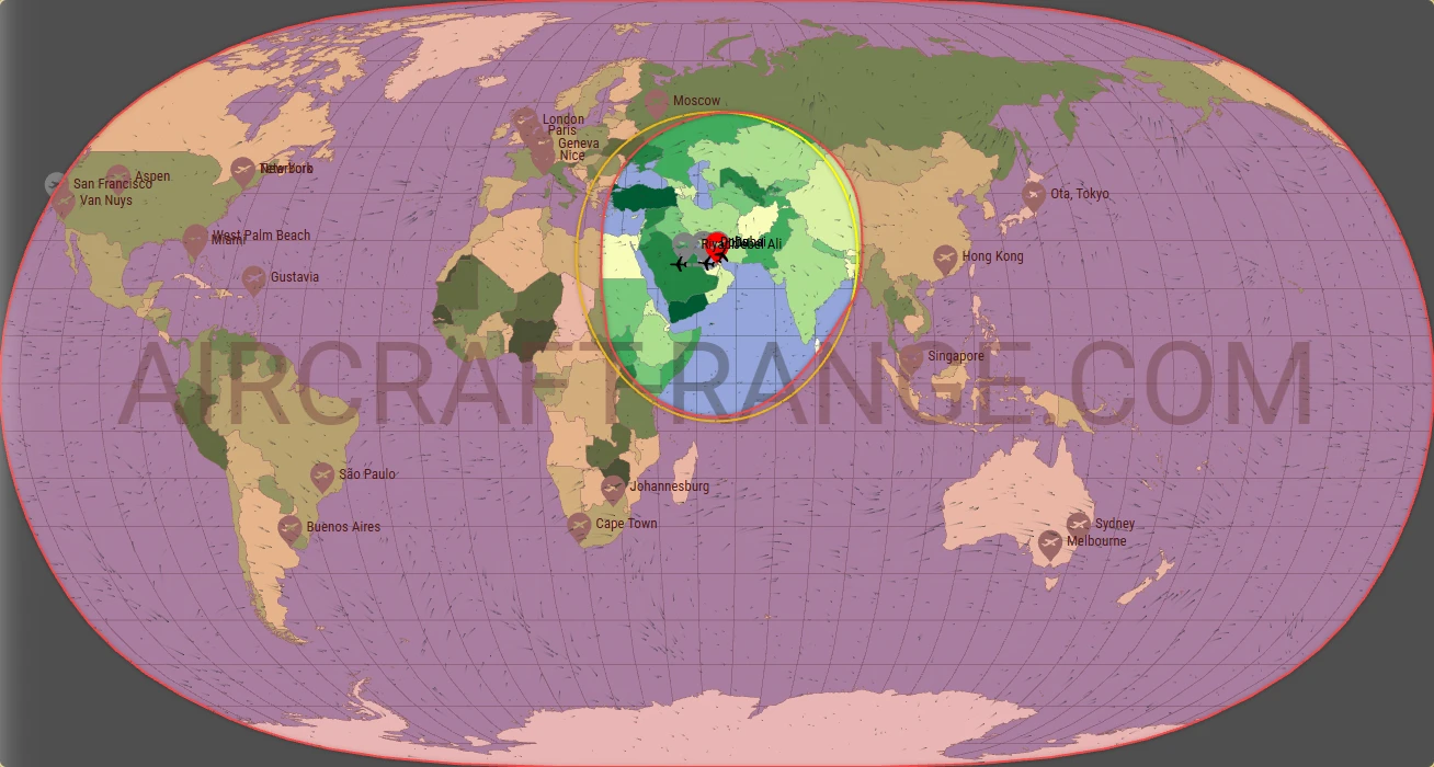 Phenom 300 broker route map from Al Maktoum International Airport (OMDW)