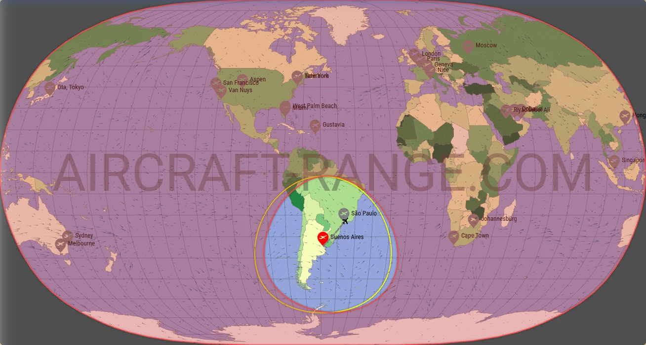Phenom 300 broker route map from Jorge Newbery Airpark (SABE)