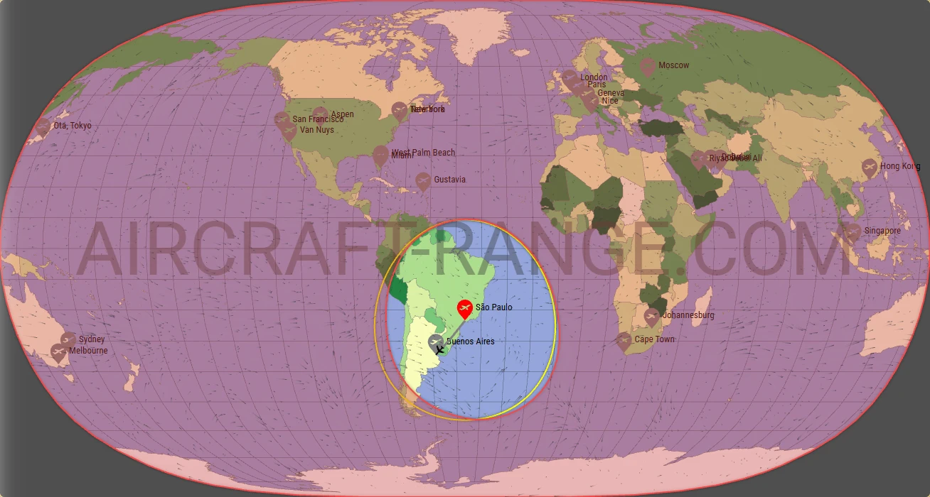 Phenom 300 broker route map from Guarulhos - Governador André Franco Montoro International Airport (SBGR)
