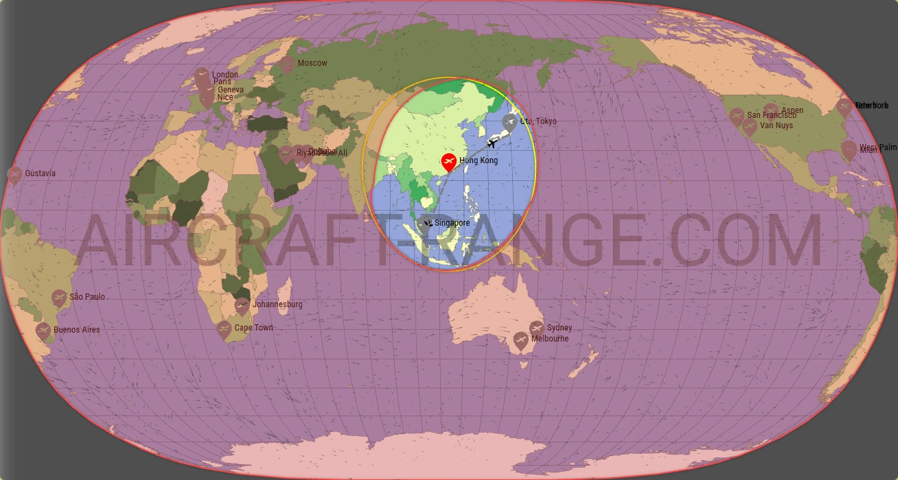 Phenom 300 broker route map from Hong Kong International Airport (VHHH)